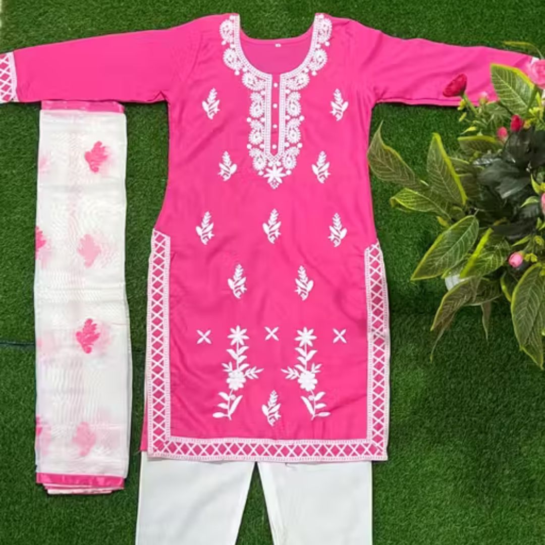 Anarkali Gaun Dupatta Plazo Set 4
