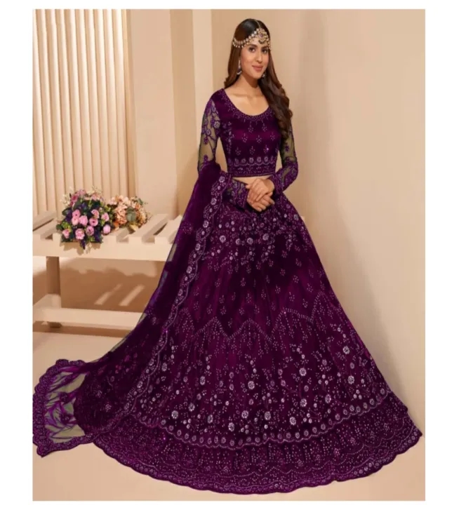 Awafu Semi Stitched Lehenga Choli Red 3