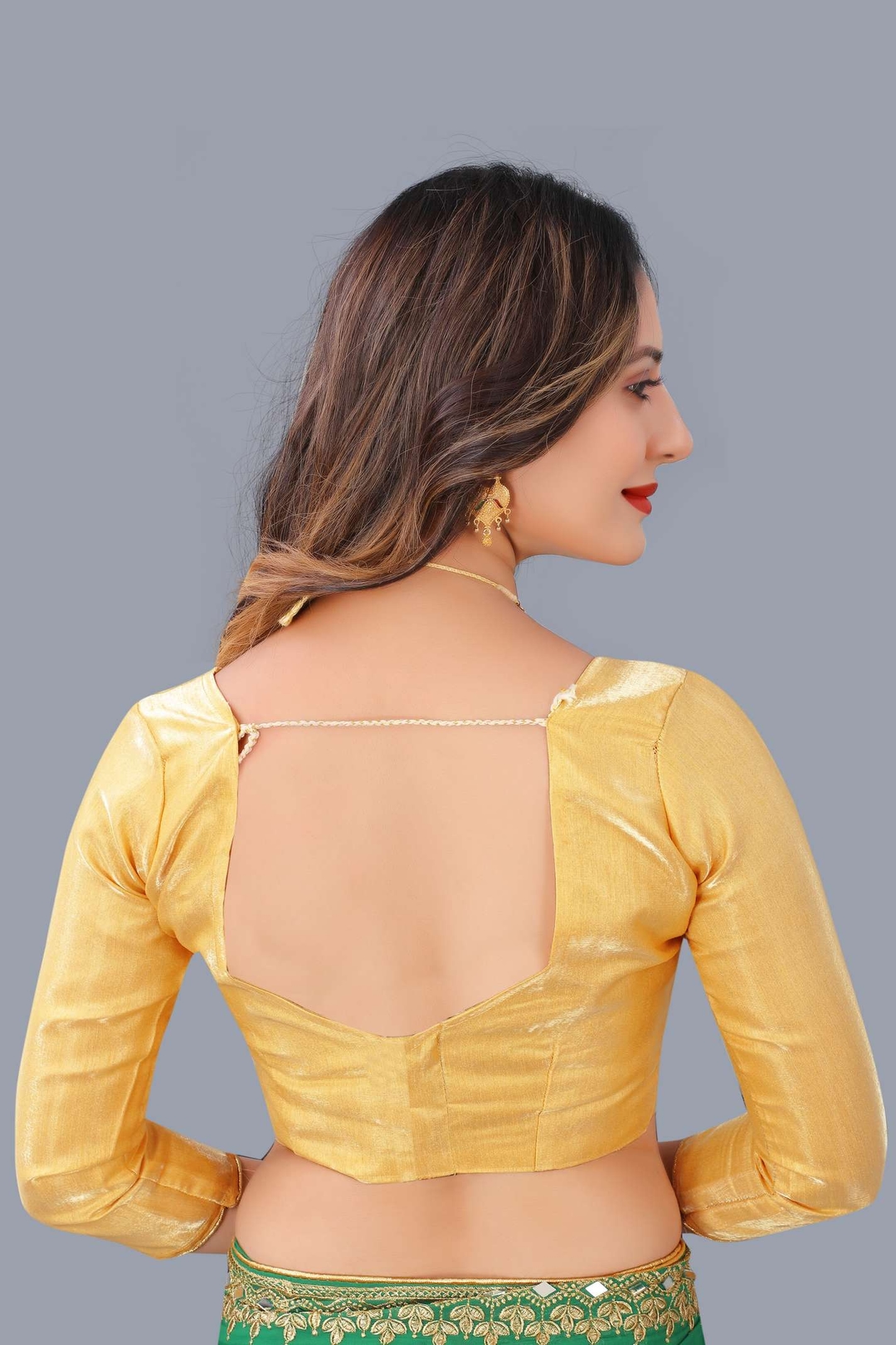 Georgette Orange Mirror Work Saree With Blouse 7