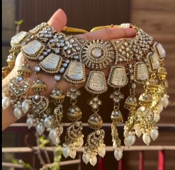 Bridal Jewelry Set  Necklace, maggtika, Earring, Ring, all Sets in One , For weeding and party wear sets 1