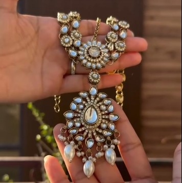 Bridal Jewelry Set  Necklace, maggtika, Earring, Ring, all Sets in One , For weeding and party wear sets 3