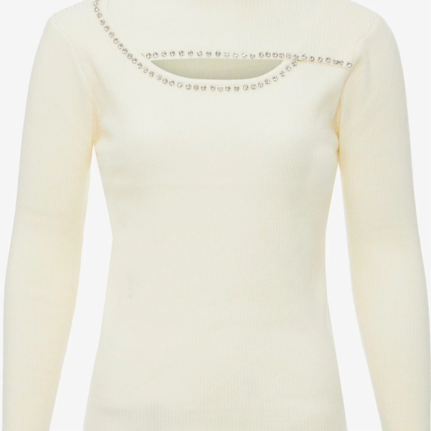 Casual Knitted Cut Top White Color 1