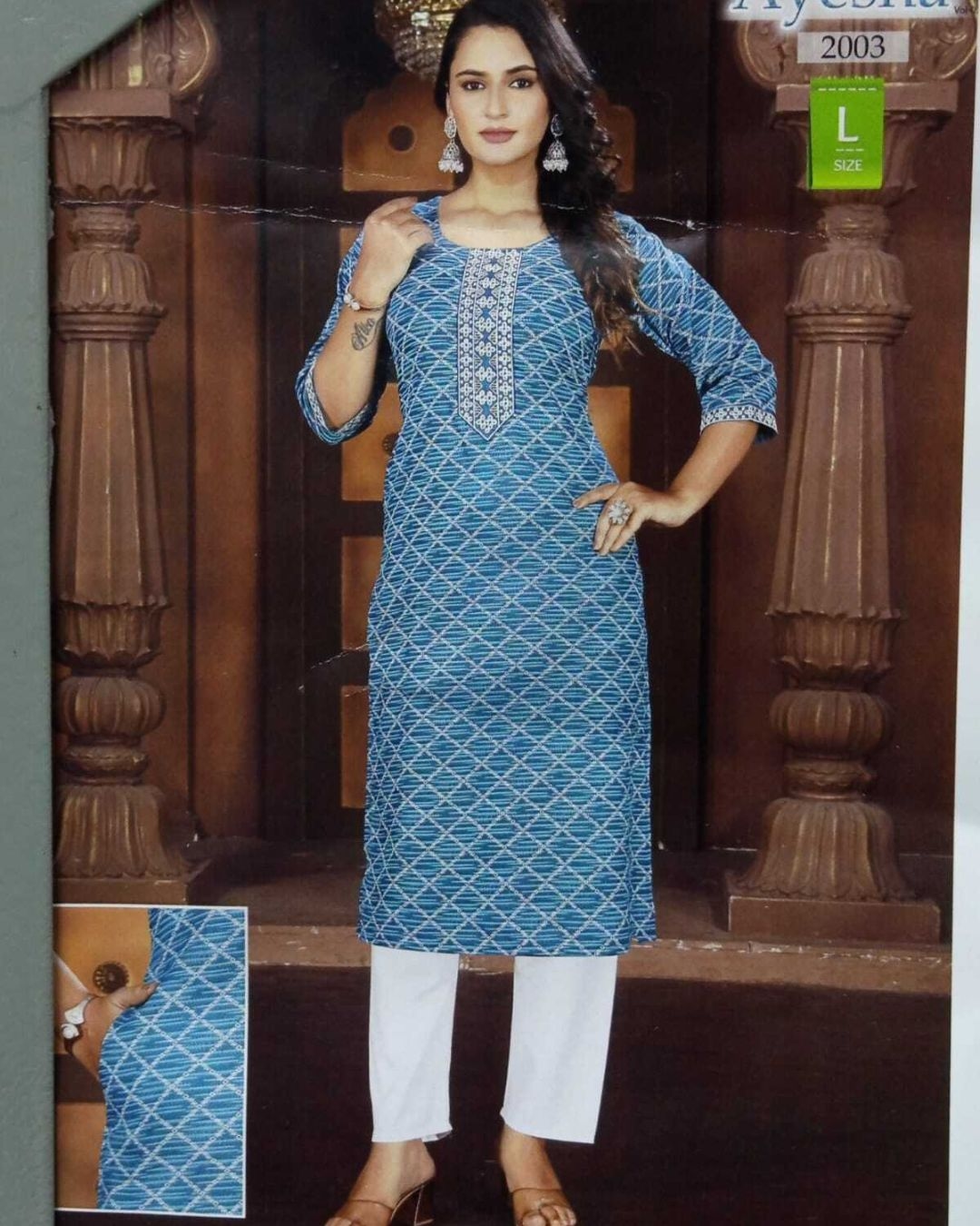 Kurti Sets white and green 3