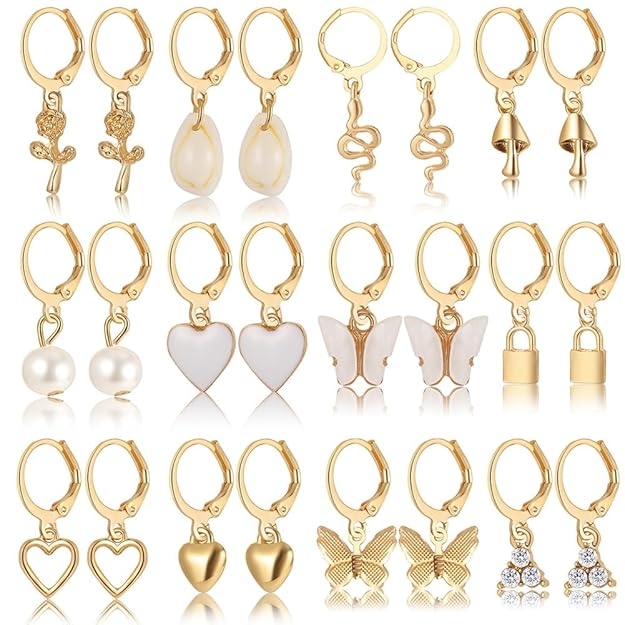 12 Pairs Combo Set Latest Stylish Drop Earrings for Women 1