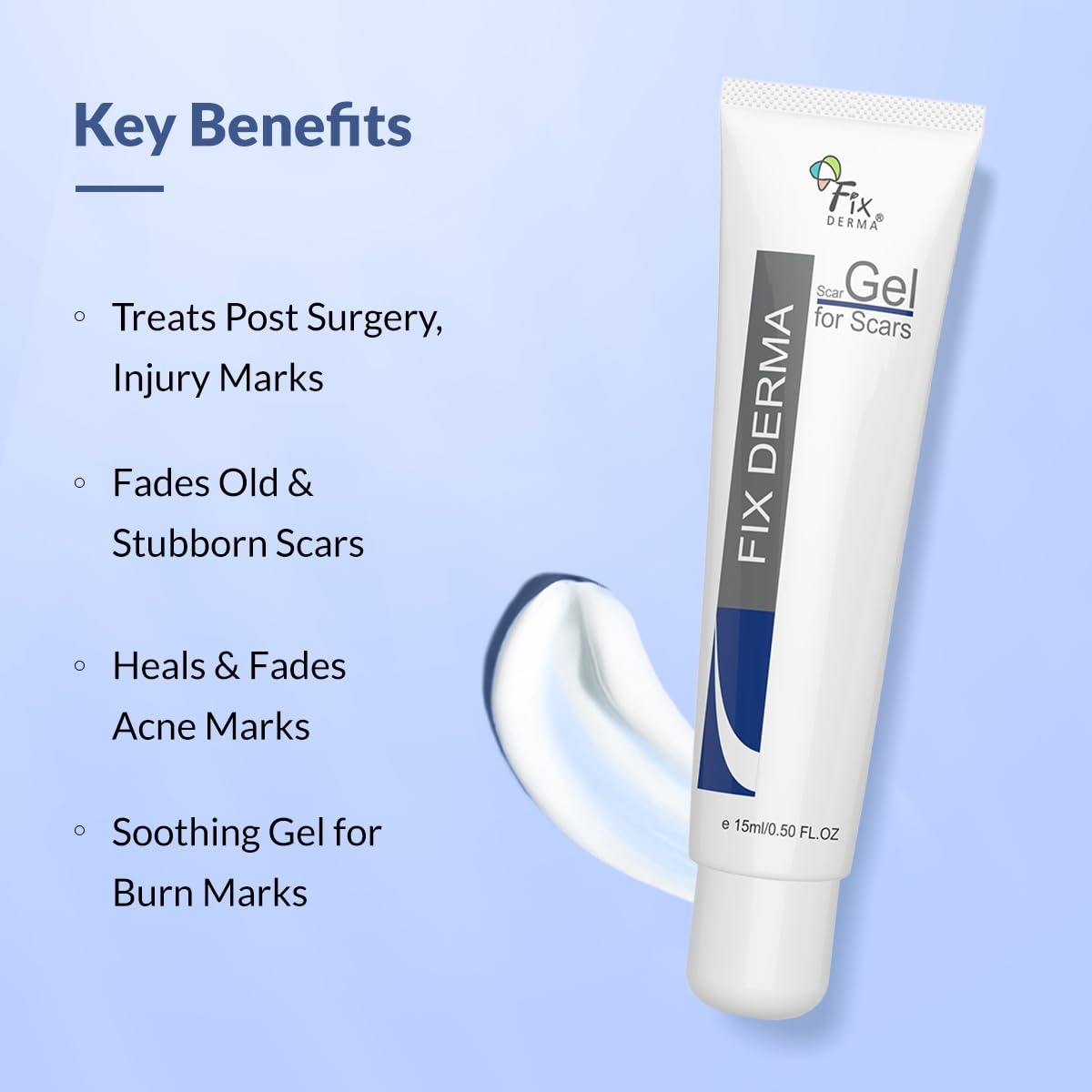 Fix Derma Scar Gel (15ml) used for treatment of Acne Scars, Burns, Injury 2