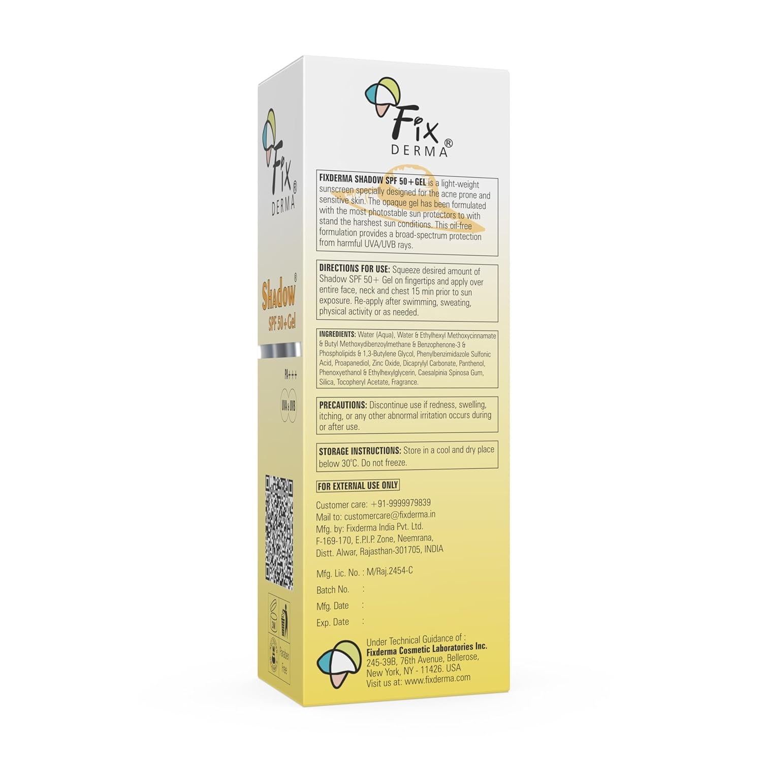Fix Derma Shadow Sunscreen Gel SPF 50 PA+++ | High-Protection Water-Resistant Sunblock Gel, Broad Spectrum UVA/UVB Protection, Best SPF Sunscreen for Oily & Sensitive Skin, Anti-Tan & Skin Brightening, Non-Greasy, 75g 6