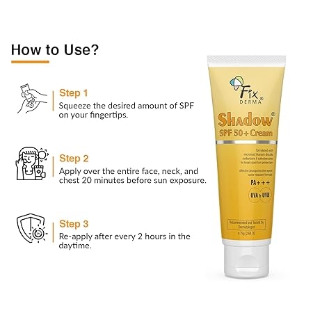 Fixderma Shadow Sunscreen SPF 50+ Cream, UVA-UVB Protection, Water Resistant + PA+++  (75 g) 2