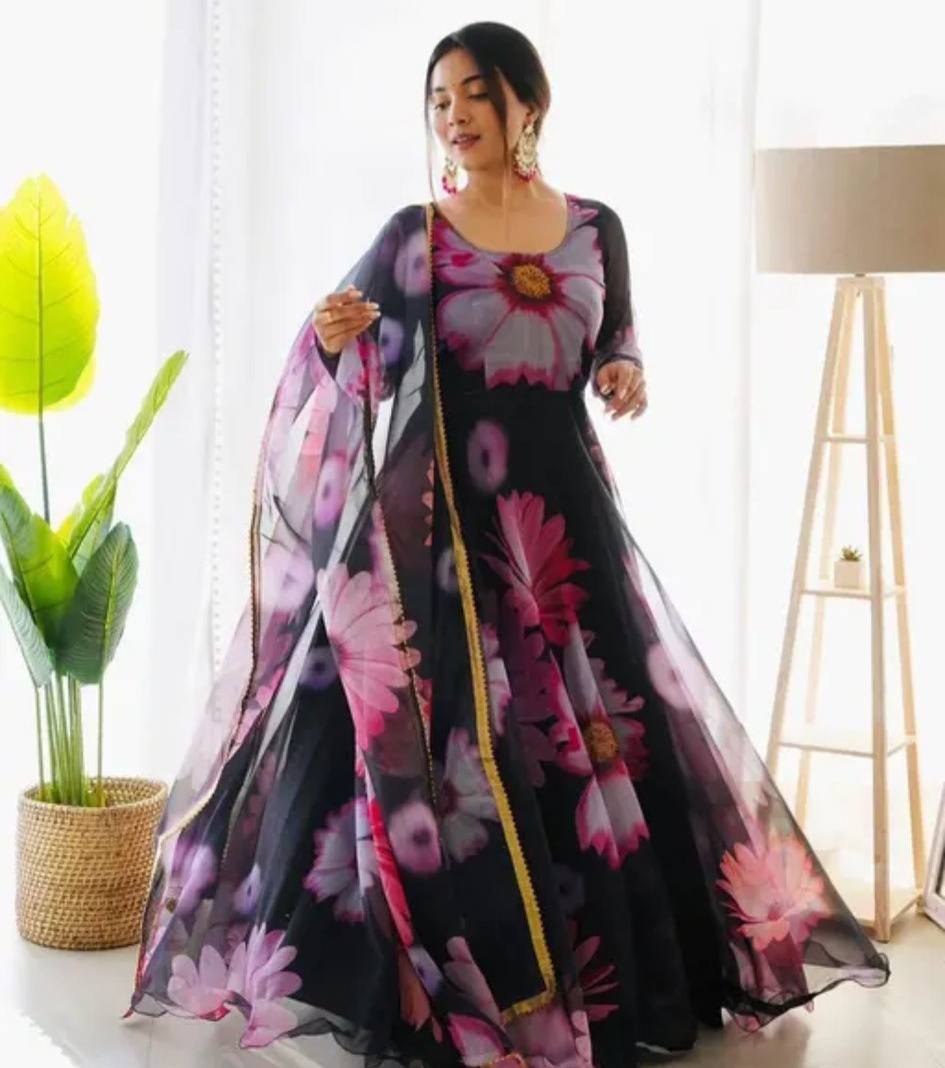 Flowers print anakarkali set  1