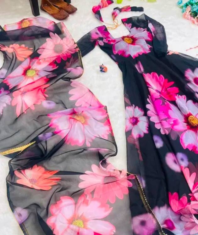 Flowers print anakarkali set  4