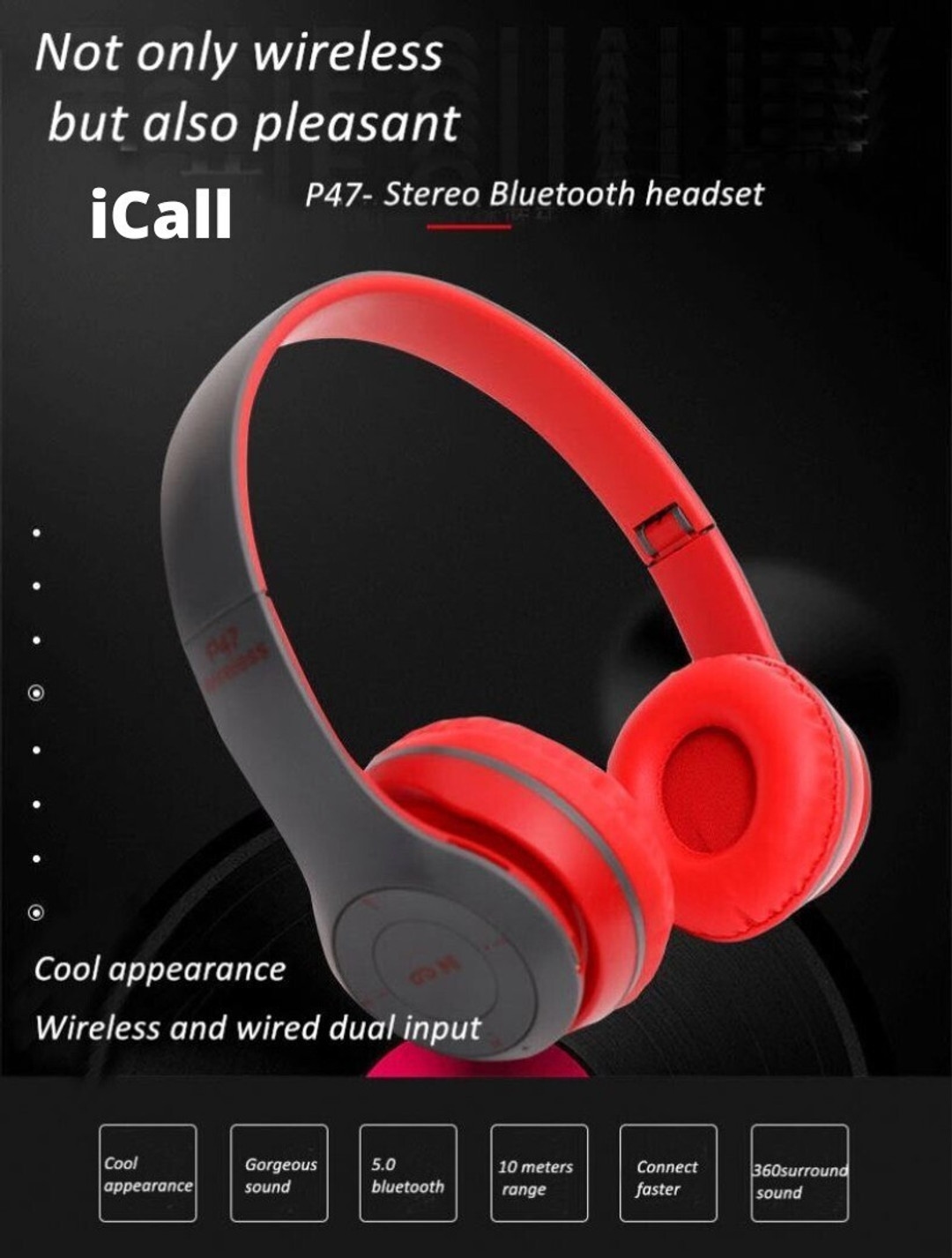 P47 4-5 Hour Playback, Gaming Mode With Mic & SD Card Support Bluetooth Headset ( True Wireless) 5