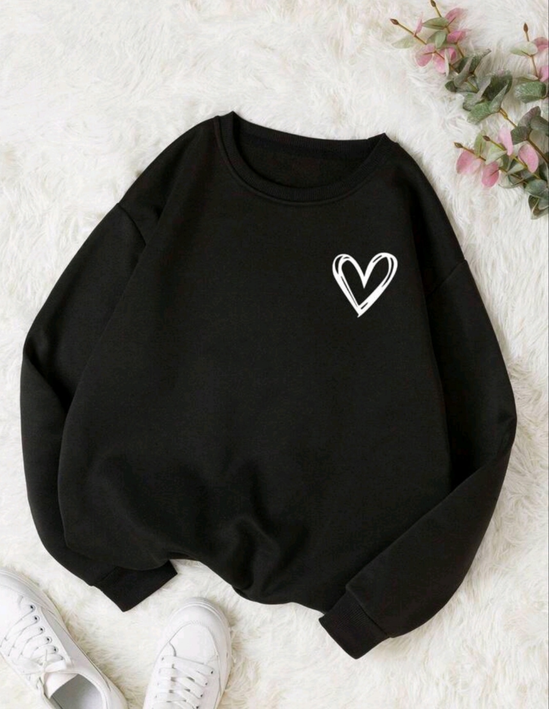 Heart Design Printed Sweatshirt for women  2