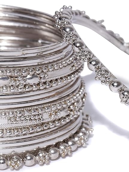 Jewellery Sets for Women Silver Plated Afghani Tribal Necklace Jewellery set with Earrings and Bangles Combo For Girls/Women 4
