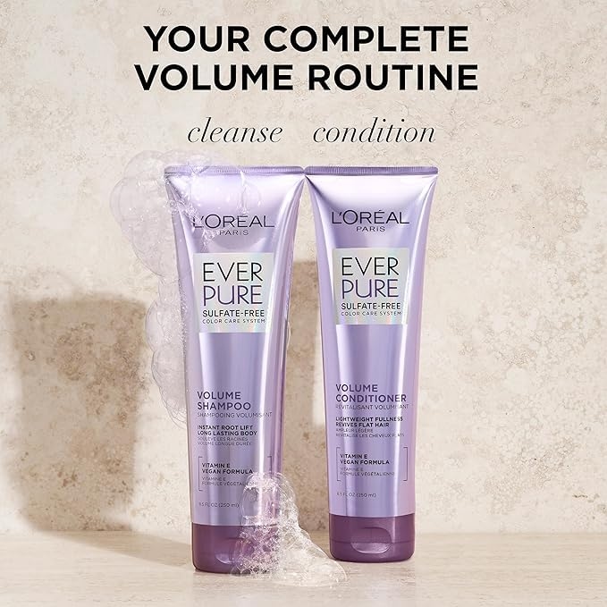Loreal Paris EverPure Volume Sulfate Free Shampoo for Color-Treated Hair, Volume + Shine for Fine, Flat Hair, 8.5 fluid Ounce 6