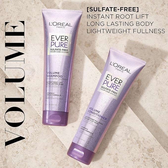 Loreal Paris EverPure Volume Sulfate Free Shampoo for Color-Treated Hair, Volume + Shine for Fine, Flat Hair, 8.5 fluid Ounce 3