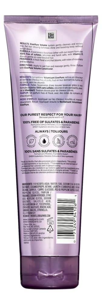 Loreal Paris EverPure Volume Sulfate Free Shampoo for Color-Treated Hair, Volume + Shine for Fine, Flat Hair, 8.5 fluid Ounce 2