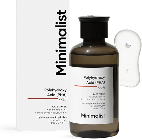 Minimalist 3% PHA Alcohol Free Hydrating Face Toner for Pore Tightening | Mild Exfoliation, pH Balancing & Rebalancing Skin Microbiome | for Women & Men | 5 Fl Oz / 150 ml 1