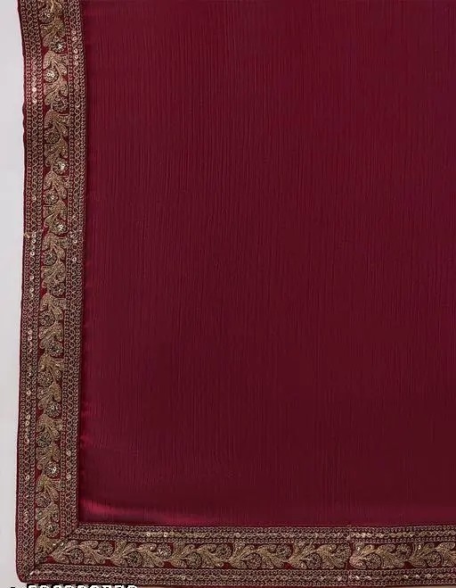 Trending Silk saree with Heavy Embroidered work Boarder with unstiched Blouse in Maroon Color | Trendy Party & Festive Wear | Traditional Ethnic Fashion | Buy Online 6