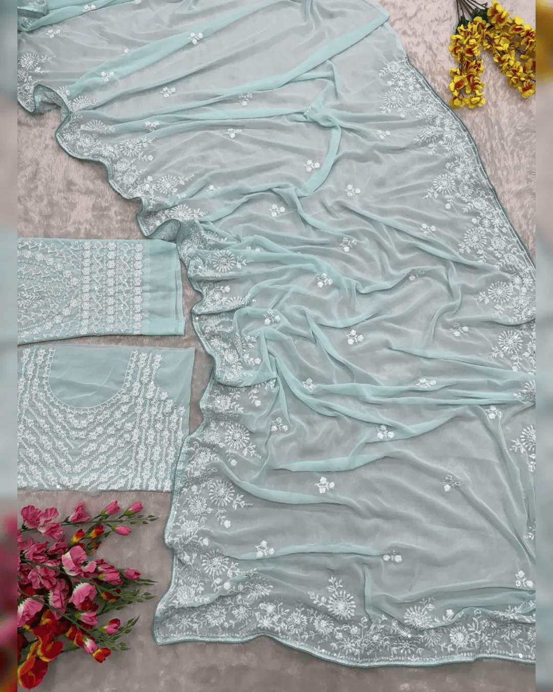 Bollywood Heavy Faux Georgette Embroidery Sequence Saree | Heavy Work Party wear and Wedding saree with unstiched blouse | Trendy Party & Festive Wear | Traditional Ethnic Fashion | Buy Online 3