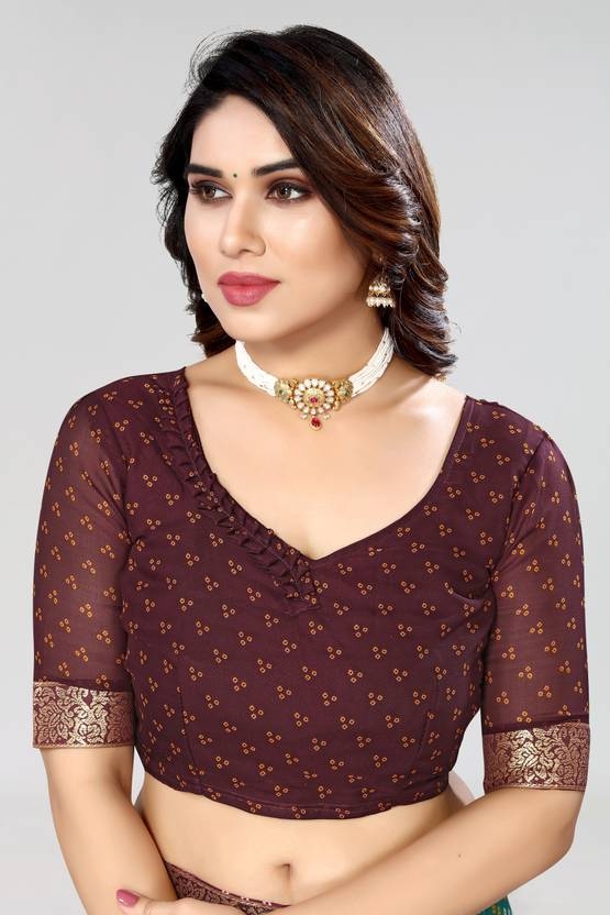 Jacquard Women's Georgette Printed Saree with Blouse Piece Material | Trendy Party & Festive Wear | Traditional Ethnic Fashion | Buy Online 5
