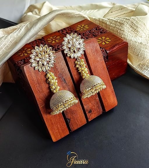 Pearl Brass Gold Plated Earrings For Women  3
