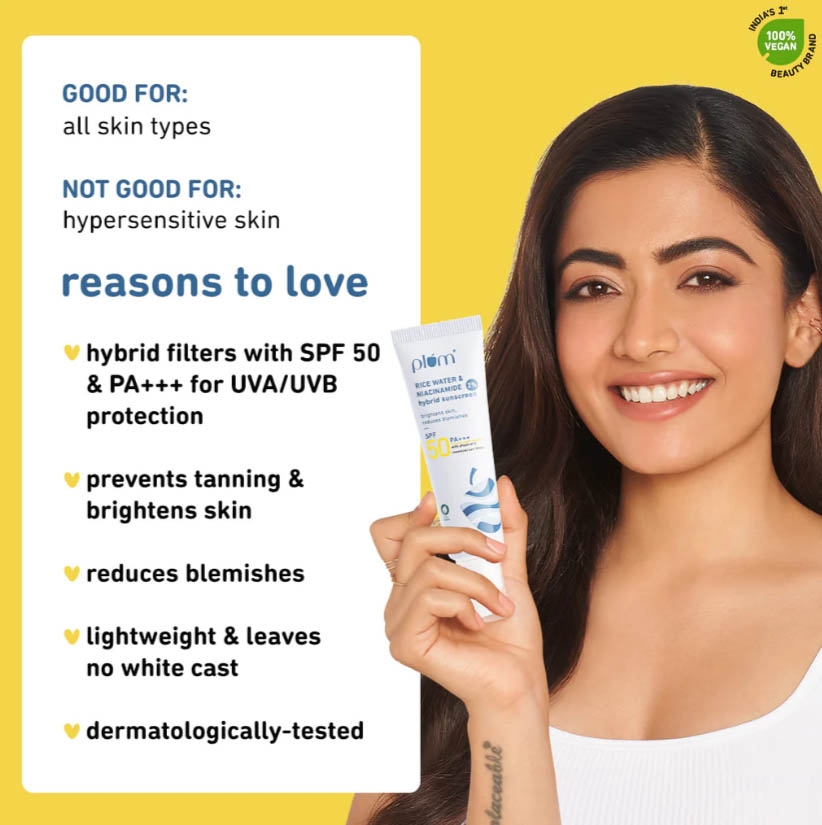 Plum 2% Niacinamide Sunscreen SPF 50 PA+++ With Rice Water 50 GM 4