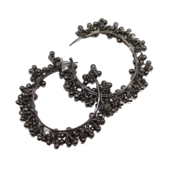 Round Hoop Earring Black Color Elagant wearing Big 1