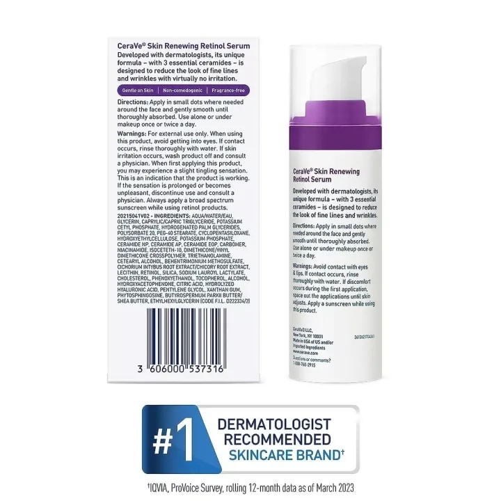 CeraVe Skin Renewing Anti Aging Retinol Serum For Smoothing Fine Lines And Skin Brightening 30ML 2