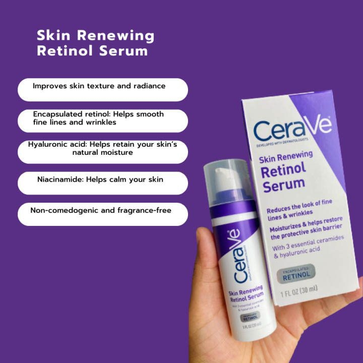 CeraVe Skin Renewing Anti Aging Retinol Serum For Smoothing Fine Lines And Skin Brightening 30ML 3
