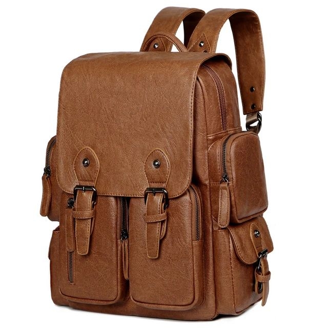 Leather Backpack College And School For Men Casual Travel Bag ( Brown Color)  1