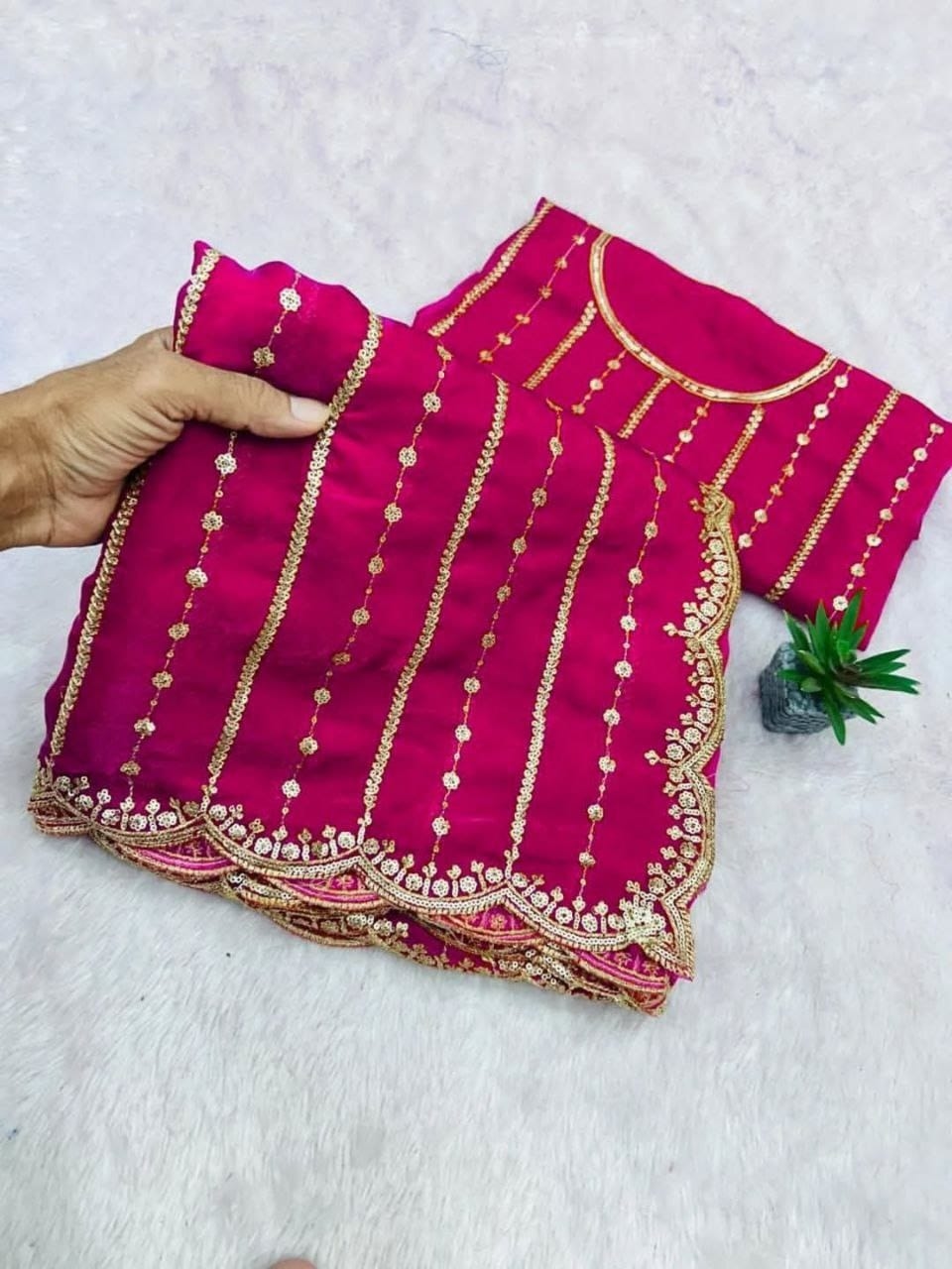 Star Silk Saree, Multi-Sequence Embroidery Saree, Shimmer Silk Saree, Wedding Wear Saree 4