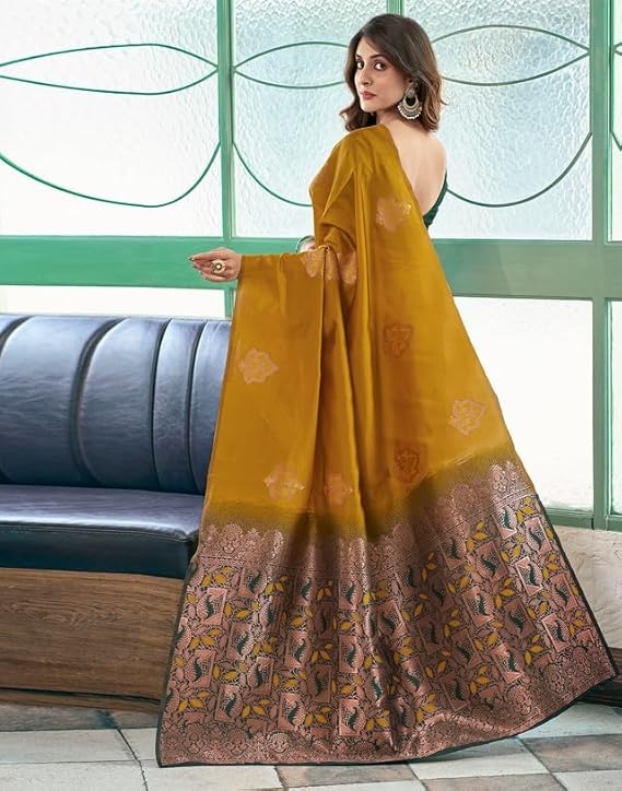 SIRIL Women's Jacquard Kanjivaram Soft Silk Saree Pure Silk With Unstitched Blouse Piece 2