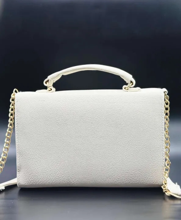 Box Shaped White Side Bag with handle for girls 3