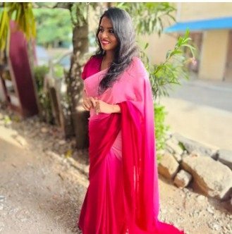 Pink Solid Georgette Saree For Women  Plain Pink Casual Saree For Women  Traditional Wear For Women 5