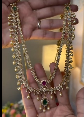 Gold plated Double layer necklace  + Earring Sets 1