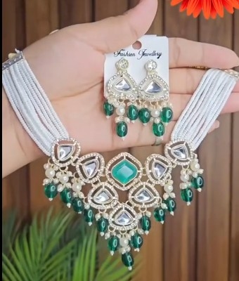 New and premium green necklace with earing 2