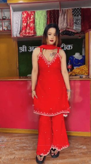 Red Embroidered Kurta Pant Set for Women with Dupatta 4