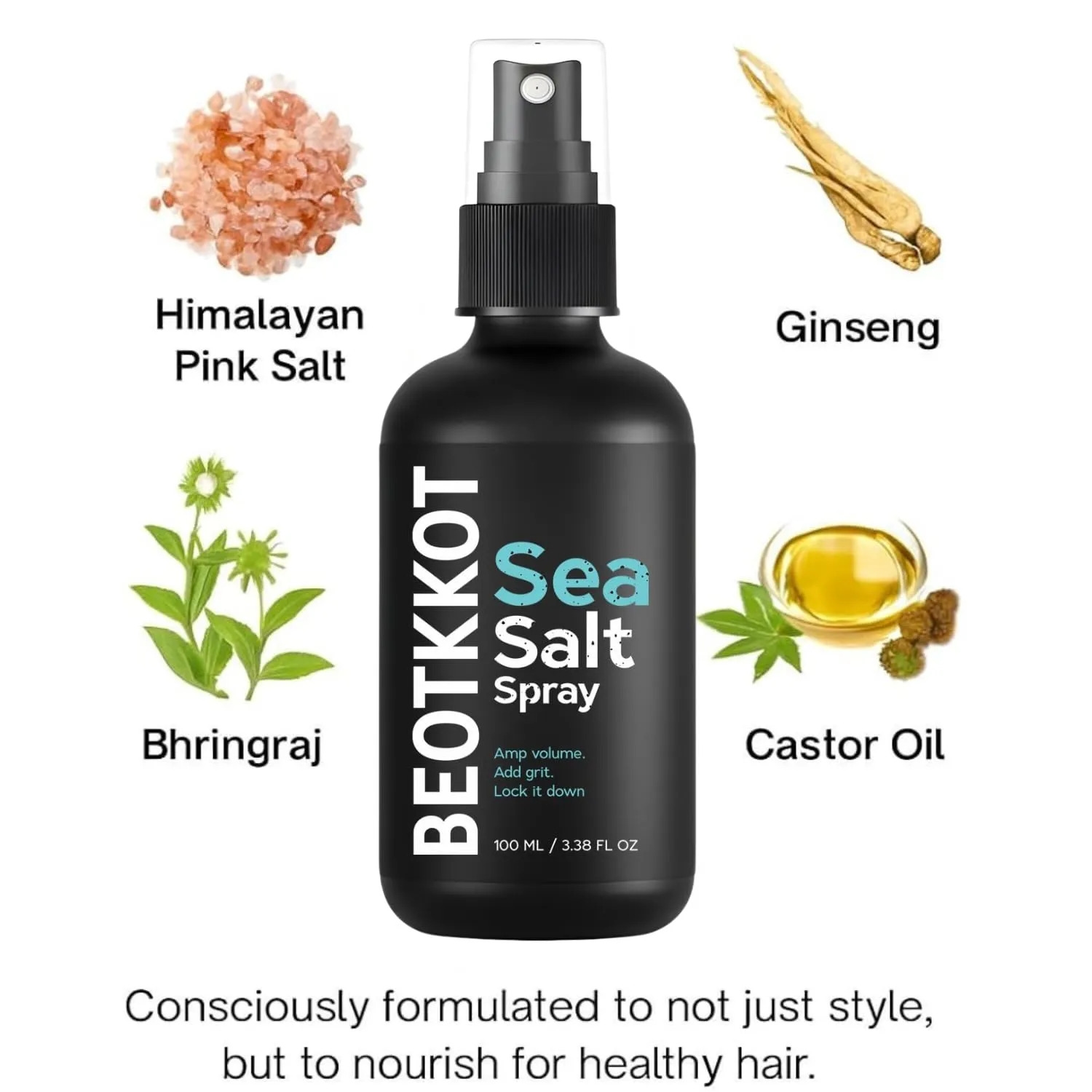 Dasher Sea-Salt Spray Hair Volume, Texture, Smooth Hair With Bhringraj ,Vitamin E - Hair Styling 100ml 3