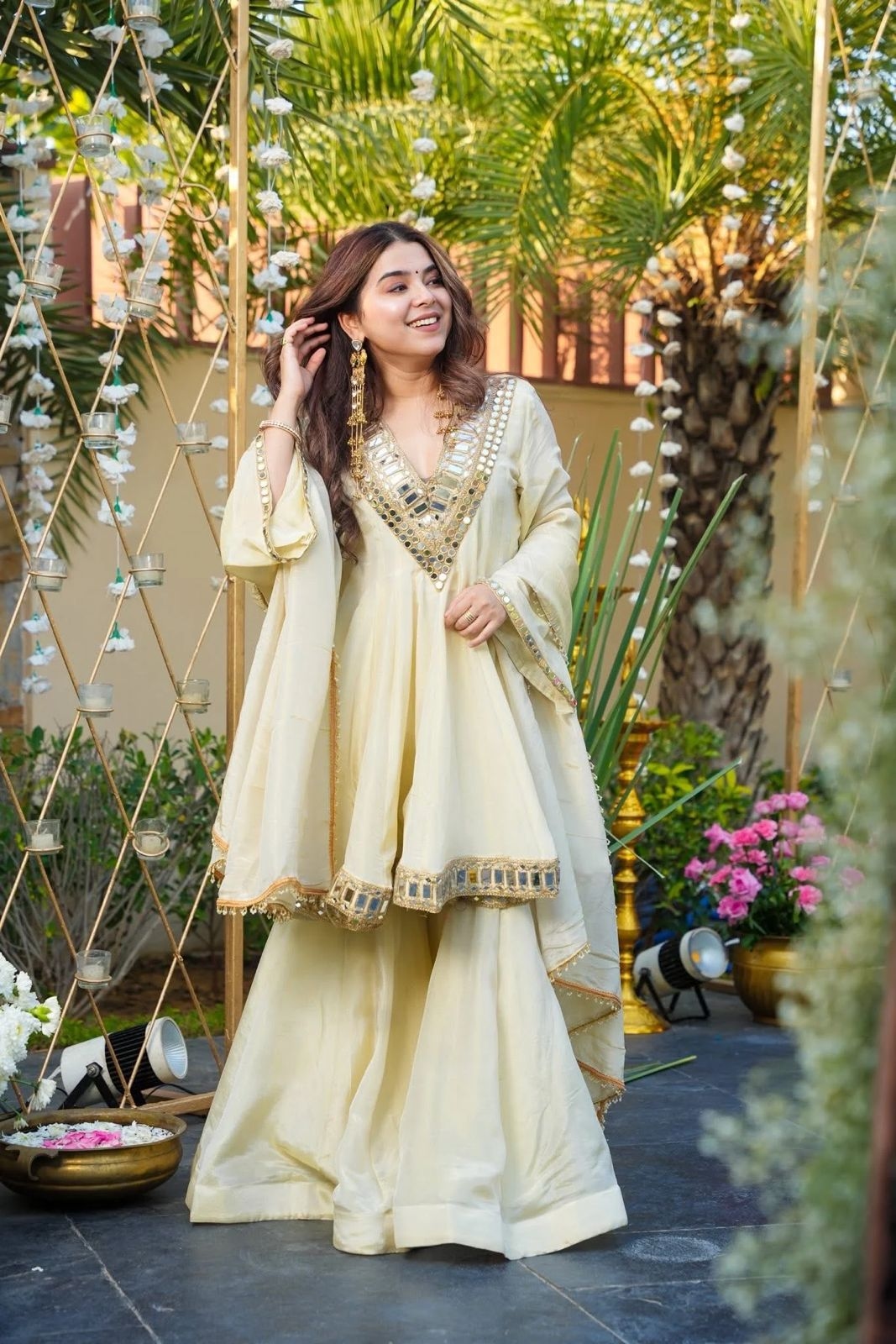 Women’s White Embroidered Sharara Suit Set – Georgette Kurta with Dupatta | Ready-to-Wear Wedding & Festive Ethnic Outfit 6