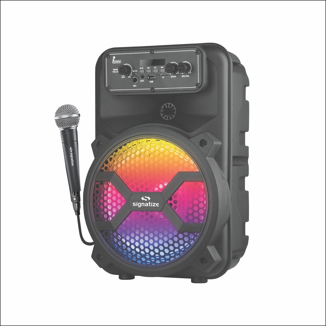 PARTY SPEAKER 8 INCH BIG WOOFER SPEAKER WITH RGB LIGHT , Free Wired Mic, 8 Hours Playback, USB Input 36 W Bluetooth Speaker (Black) 4