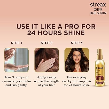 Streax Hair Serum 115ml, Hair serum for Dry & Frizzy Hair, for Women & Men, for Curly Hair, Wavy Hair, Straight Hair, Silk & Shine Vitalised with Walnut Oil 4