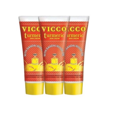 Vicco Turmeric Skin Cream 50 gm, (Pack Of 3), With Turmeric and Sandalwood Oil, For Healthy and Clear Skin, Suitable for All Skin Types, 100% Natural 1