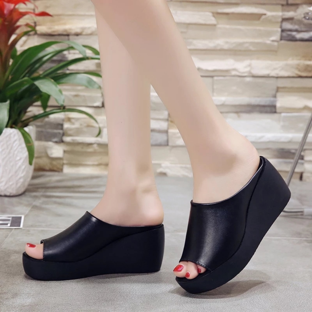Wedge Heel Black Summer Sandals Open Toe,  Women  Sandals For Women , Women'S Footwear 2
