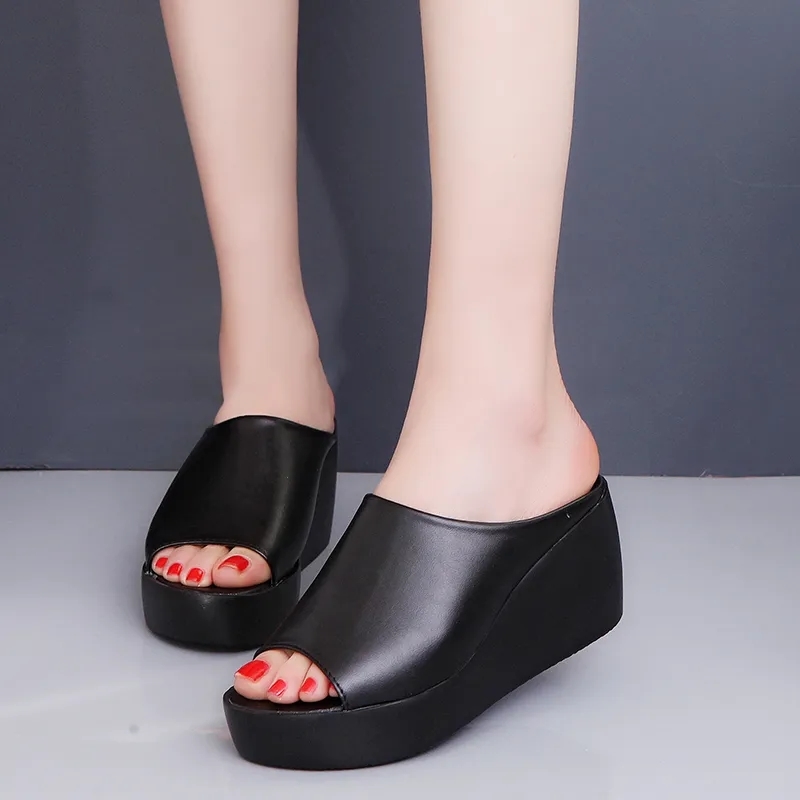 Wedge Heel Black Summer Sandals Open Toe,  Women  Sandals For Women , Women'S Footwear 1