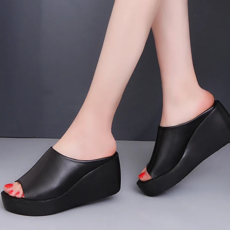 Wedge Heel Black Summer Sandals Open Toe,  Women  Sandals For Women , Women'S Footwear 3