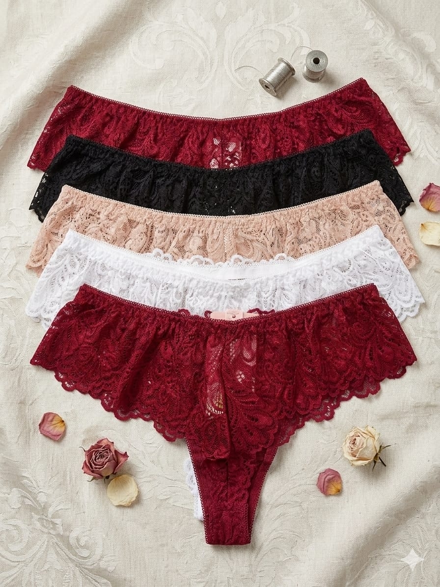 3 Pcs Lace Panties/Floral Net Panties/Underwear for Women And Ladies, Assorted Soft Panty 2