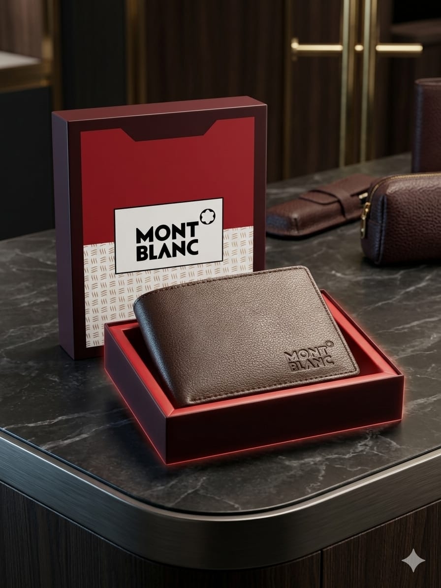 Black Mont Blanc Slim Genuine Leather Wallet For Men 2