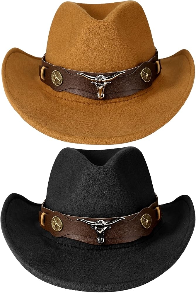 Western Cowboy Hat Cowboy Hat Felt Cowboy Hat Wide Brim Hat Outdoor Hat Cocked 1