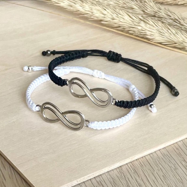 2Pcs 8 Words Infinity Love Couple Bracelets For Women Men Handmade Braided Rope Chain Charm Matching Bracelet Friendship Jewelry 1