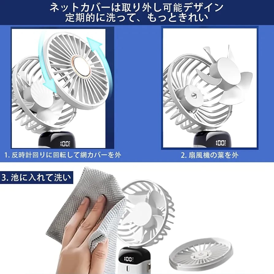 Mini Fan Portable Hand Fan,5 Speed And Rechargeable Battery 2