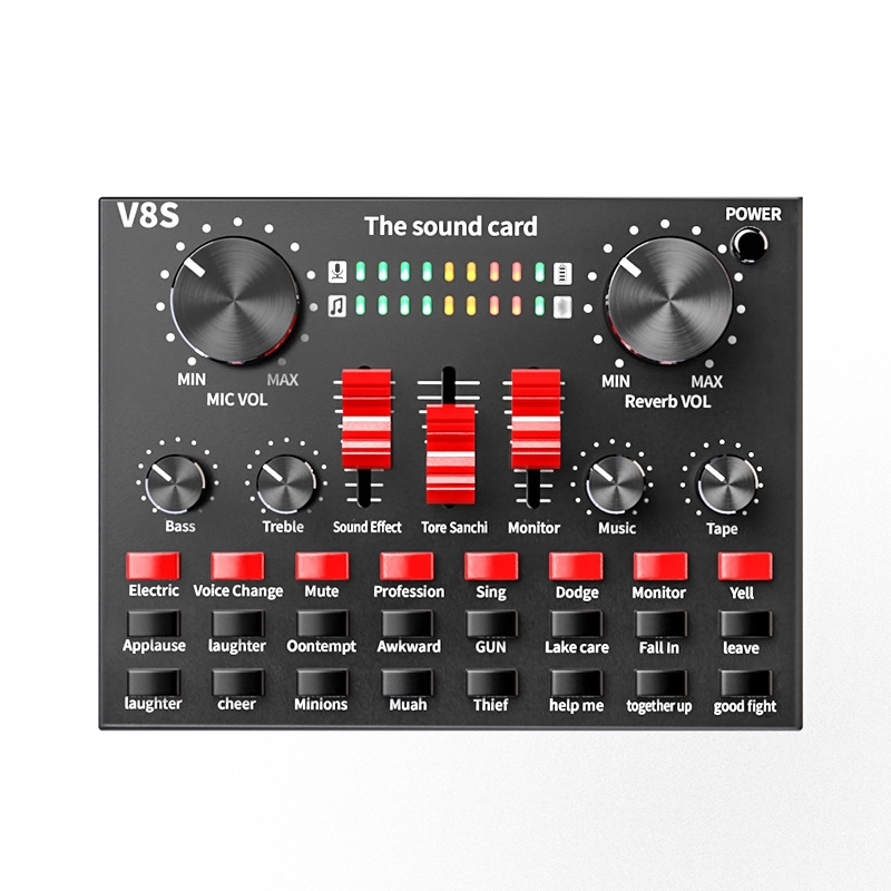 V8s Multifunctional Live Sound Card USB Audio Interface Mixer for Recording Songs Podcast 1